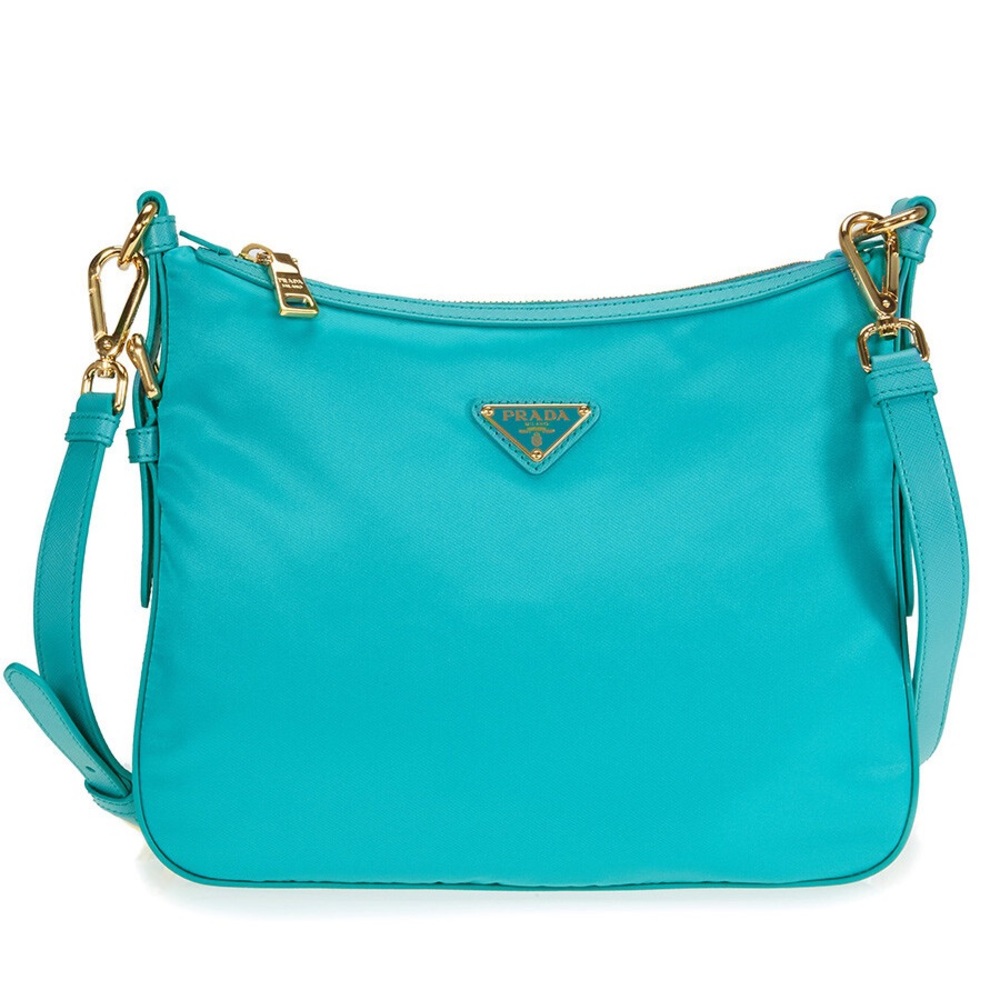 Prada Nylon Crossbody Bag Turquoise